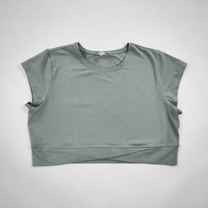 Powerchill by Old Navy Cates Crop Tee Womens XXL Sage Green Cotton Blend